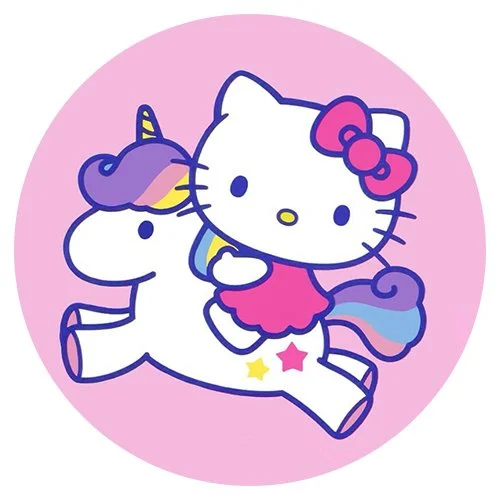 Цветной вариант раскраски на единороге хелло китти