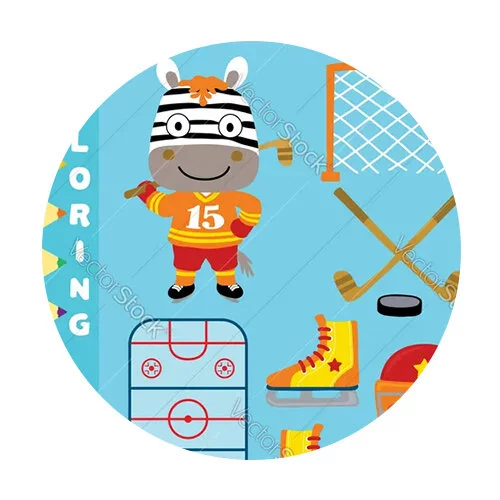 Цветной вариант раскраски набор хоккеиста