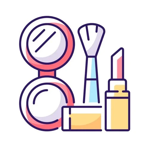 Цветной вариант раскраски набор косметики и пудра