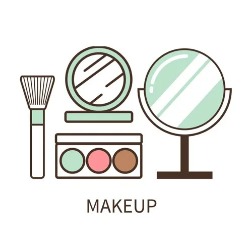 Цветной пример раскраски набор косметики и зеркало