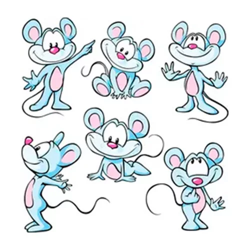 Цветной вариант раскраски набор мышки