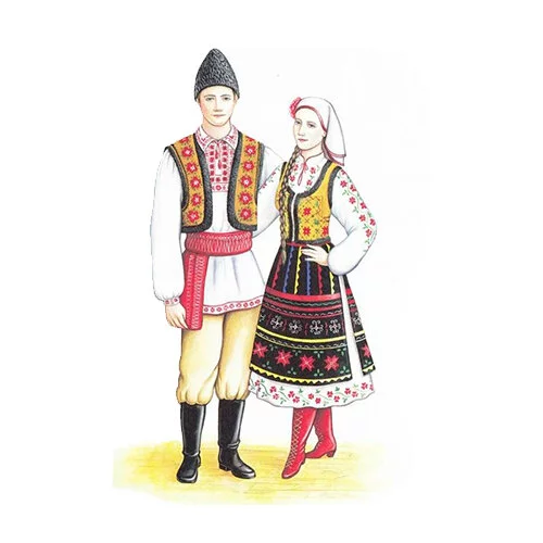 Цветной вариант раскраски национальный костюм молдаване