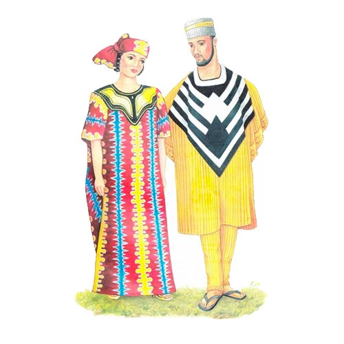 Цветной вариант раскраски национальный костюм нигерийцы