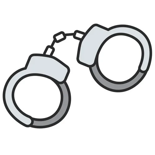 Цветной пример раскраски наручники полицейского