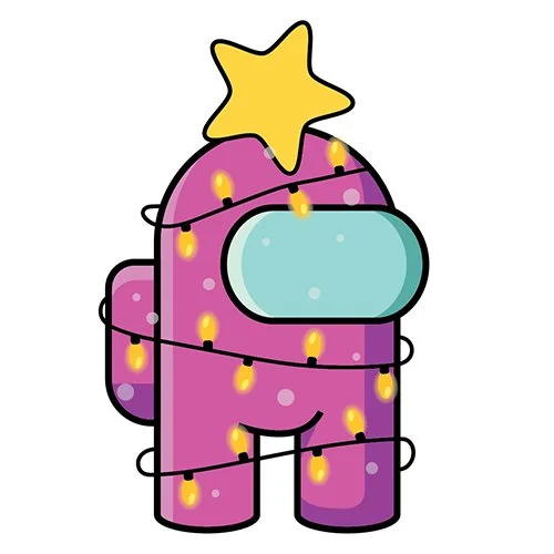 Цветной вариант раскраски нарядный персонаж из амонг ас