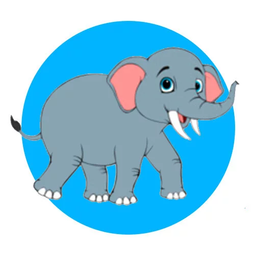 Цветной вариант раскраски настоящий слон бежит