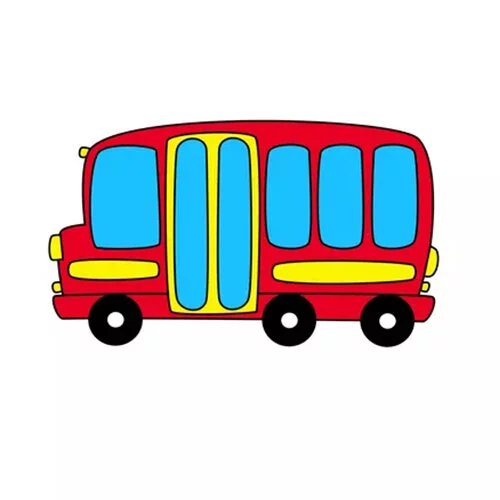 Цветной пример раскраски не очень большой автобус