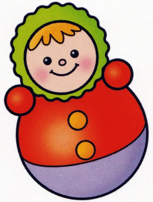 Цветной вариант раскраски неваляшка улыбается