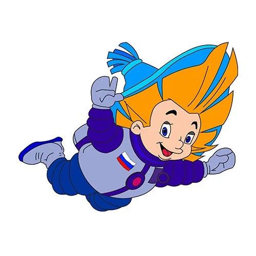 Цветной пример раскраски незнайка на луне