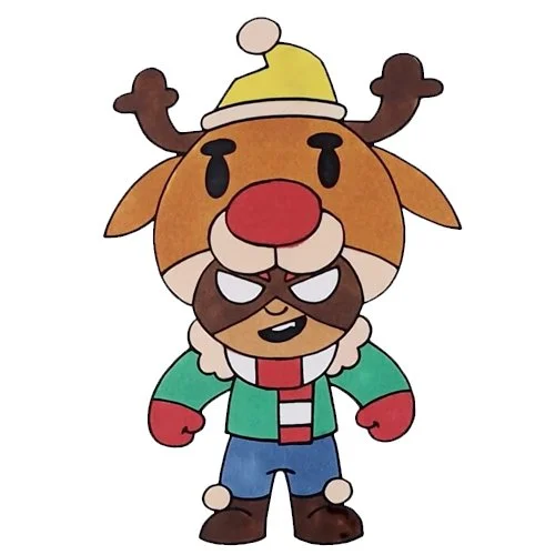 Цветной вариант раскраски нита рождественский (новогодний) олень