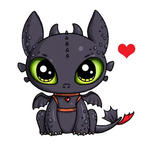 Цветной вариант раскраски ночная фурия