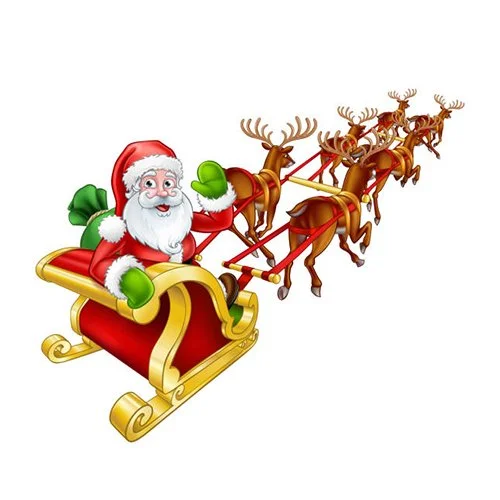 Цветной пример раскраски новогодние олени мчатся