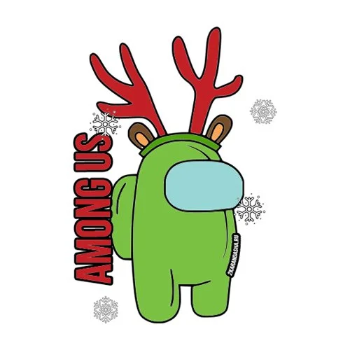 Цветной вариант раскраски новогодний олень из амонг ас