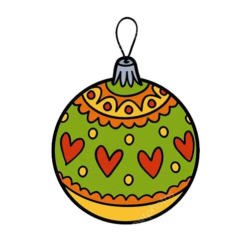 Цветной вариант раскраски новогодний шар елочная игрушка