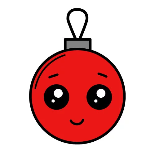 Цветной вариант раскраски новогодний шар с глазками