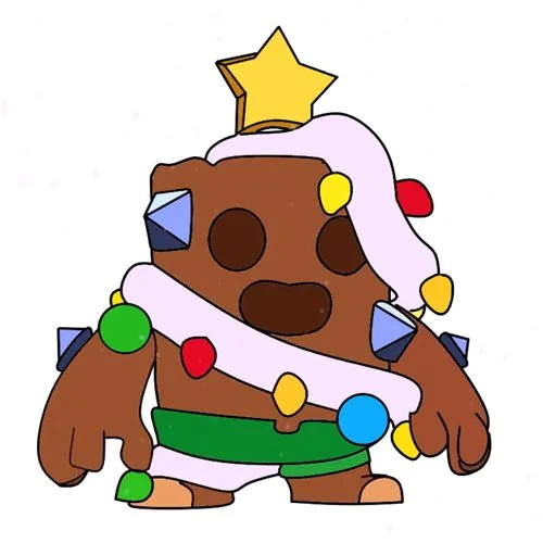 Цветной вариант раскраски новогодний спайк бревно (бревноновогодний)