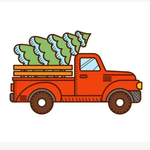 Цветной вариант раскраски новогодняя елка в машине