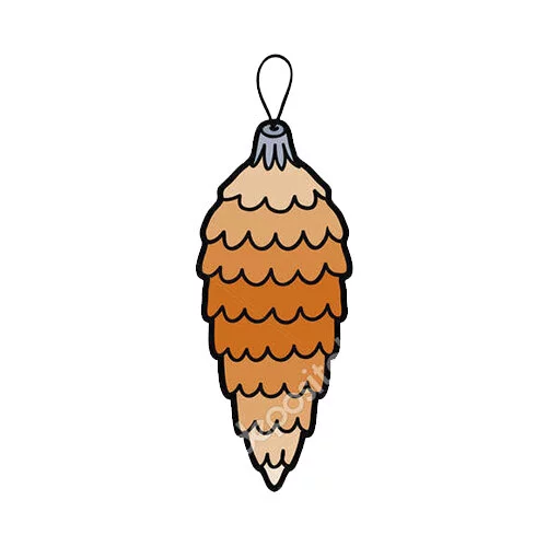 Цветной вариант раскраски новогодняя шишка елочная игрушка