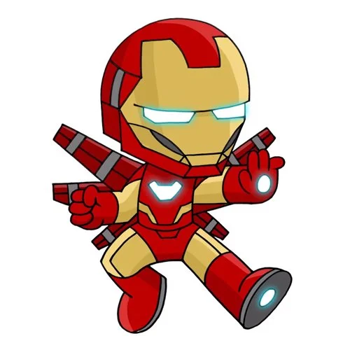 Цветной вариант раскраски новый железный человек летает