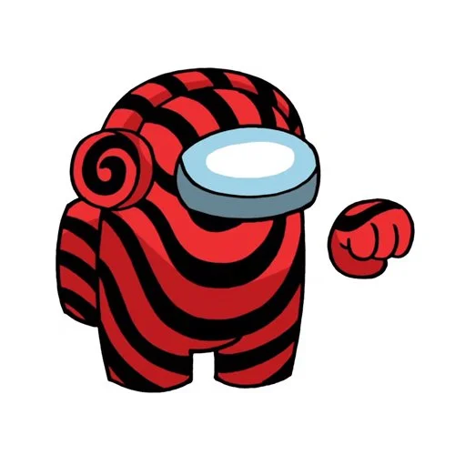 Цветной вариант раскраски новый костюм игрока амонг ас