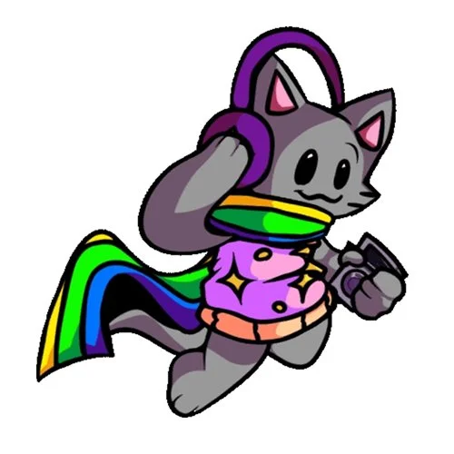 Цветной вариант раскраски нян кэт в наушниках