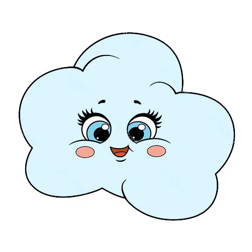 Цветной вариант раскраски облачко каваи