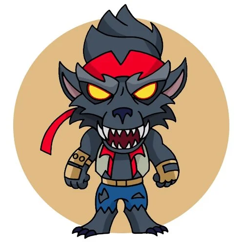 Цветной вариант раскраски оборотень