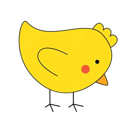 Цветной вариант раскраски обведи цыпленка