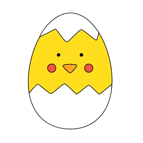 Цветной вариант раскраски обведи цыпленка по линиям