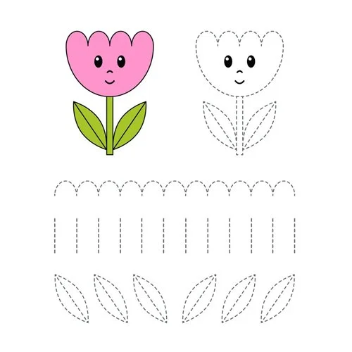 Цветной вариант раскраски обведи тюльпан