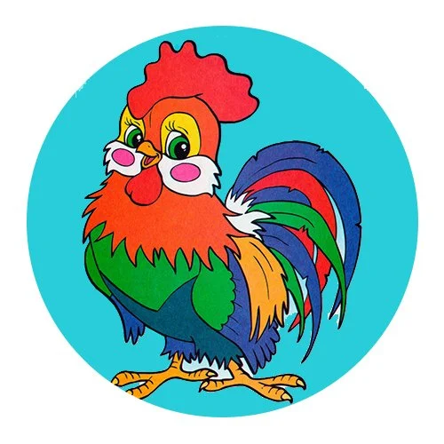 Цветной вариант раскраски очень хороший петух