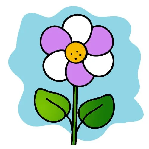 Цветной вариант раскраски одинокая ромашка