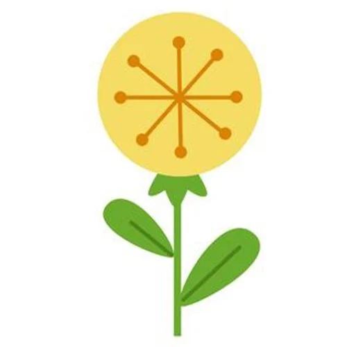 Цветной вариант раскраски одуванчик для малышей