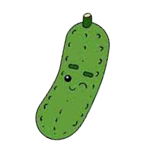 Цветной вариант раскраски огурец каваи подмигивает