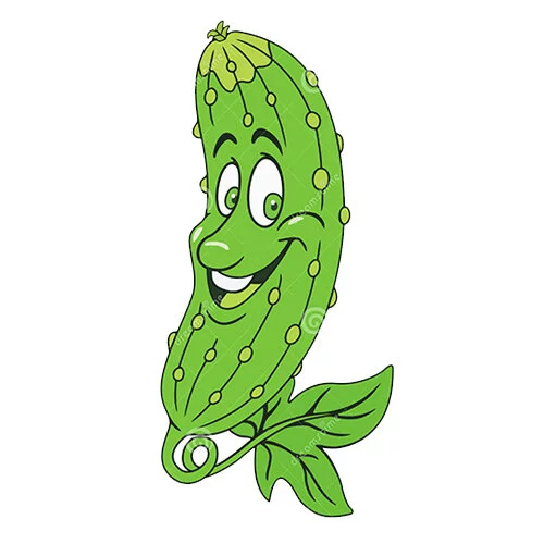 Цветной вариант раскраски огурец улыбается