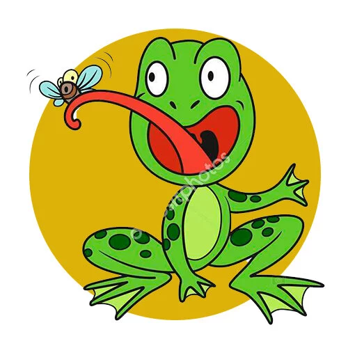 Цветной вариант раскраски охотник лягушка