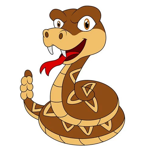 Цветной пример раскраски опасная гремучая змея