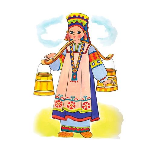 Цветной пример раскраски орловский народный костюм