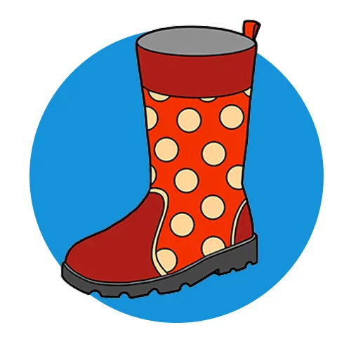 Цветной вариант раскраски осенний сапог