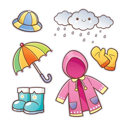 Цветной вариант раскраски осенняя одежда