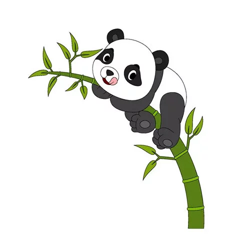 Цветной вариант раскраски панда на ветке