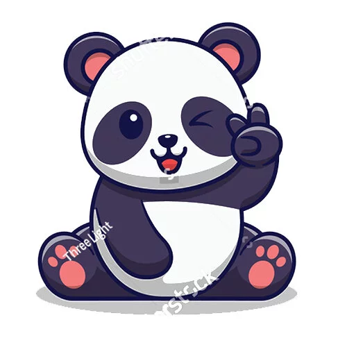 Цветной пример раскраски панда подмигивает