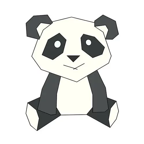 Цветной пример раскраски панда рисунок