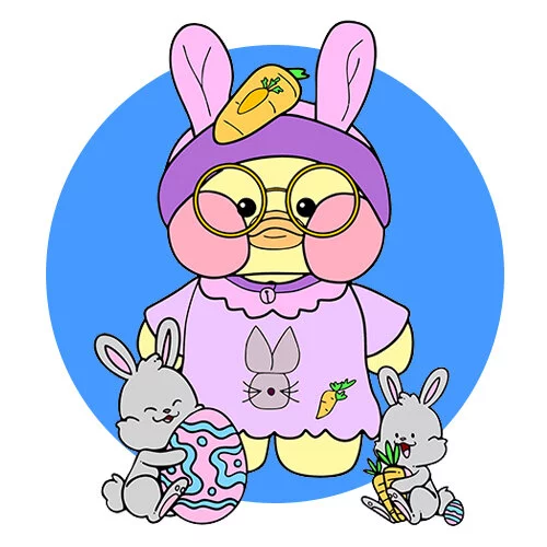 Цветной вариант раскраски пасхальная уточка лалафанфан