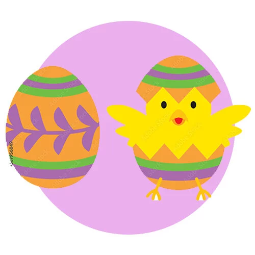 Цветной пример раскраски пасхальный птенец