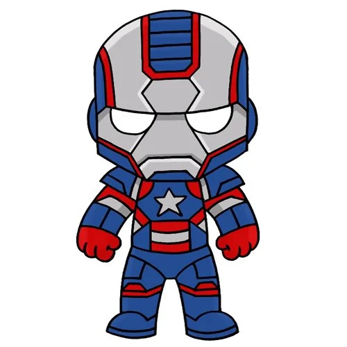 Цветной пример раскраски патриот железный человек