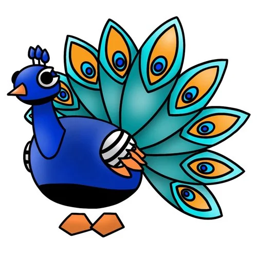 Цветной вариант раскраски павлин