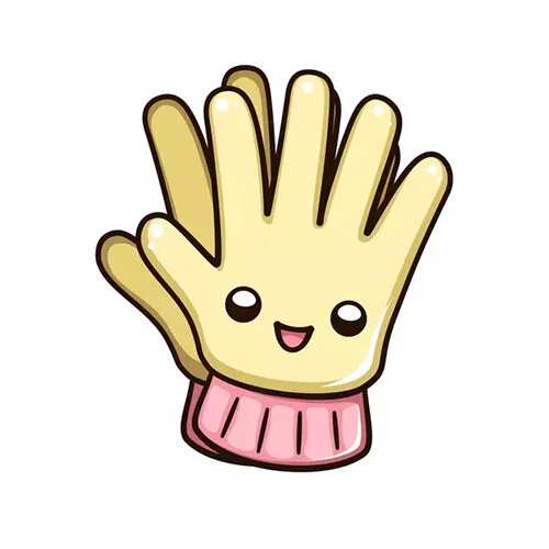 Цветной вариант раскраски перчатки каваи