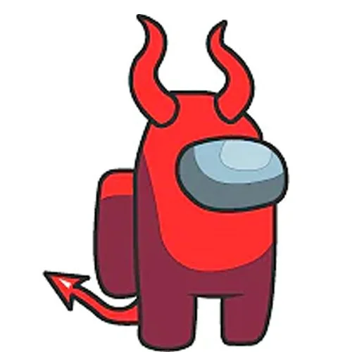 Цветной вариант раскраски амонг ас персонаж черт или дьявол