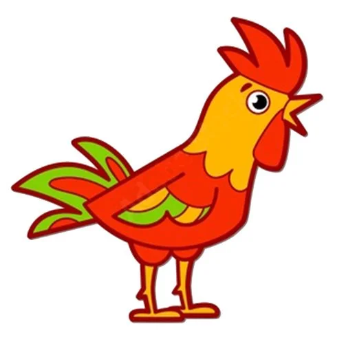 Цветной вариант раскраски петух кричит